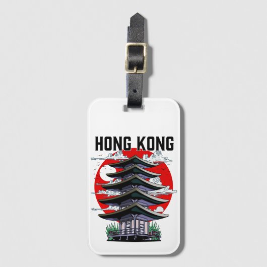 Étiquette À Bagage Bouton Hong Kong (Devant Vertical)
