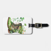 ÉTIQUETTE À BAGAGE BOUTS DE TRAVAIL IRLANDAIS VERT AVEC FLEURS SHAMRO (Devant horizontal)