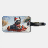 Étiquette À Bagage Bouviers Des Flandres Chien à Sledge Noël (Dos horizontal)