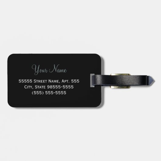 Étiquette À Bagage Bow gris Empreinte de léopard sophistiqué avec nom (Dos horizontal)