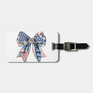 Étiquette À Bagage Bow Patriotique Perturbé - Etats-Unis Drapeau Desi