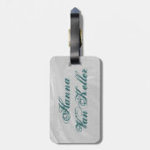 Étiquette À Bagage Bowling Ball Leopard Turquoise (Dos Vertical)