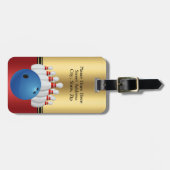 Étiquette À Bagage Bowling Sport Ball et Pins personnalisent (Devant horizontal)