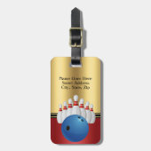 Étiquette À Bagage Bowling Sport Ball et Pins personnalisent (Devant Vertical)
