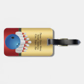 Étiquette À Bagage Bowling Sport Ball et Pins personnalisent (Dos horizontal)