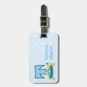 Étiquette À Bagage Boys Blue Letter T pour Turtle Monogrammed Travel (Devant Vertical)