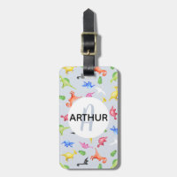 Boys Cute Dinosaur Motif Monogramme Nom Enfants