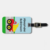 Étiquette À Bagage Boys jaunes/rouges Construction de camions à benne (Devant horizontal)