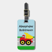 Étiquette À Bagage Boys jaunes/rouges Construction de camions à benne (Devant Vertical)