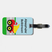 Étiquette À Bagage Boys jaunes/rouges Construction de camions à benne (Dos horizontal)