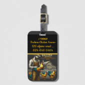 Étiquette À Bagage Brahma Farmer avec des oiseaux vibrants à Dusk (Devant Vertical)