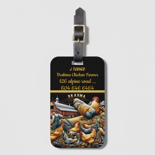 Étiquette À Bagage Brahma Fermier avec troupeau à l'automne (Devant Vertical)