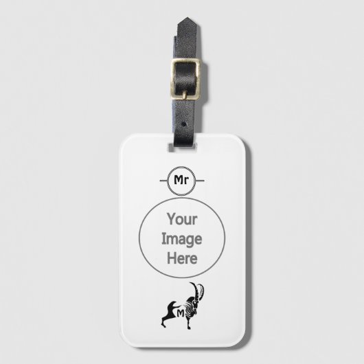 Étiquette À Bagage Brame en silhouette foncée en encre noire (Devant Vertical)