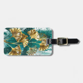 Étiquette À Bagage Branche avec Feuilles d'or Ginko Biloba (Devant horizontal)