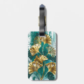 Étiquette À Bagage Branche avec Feuilles d'or Ginko Biloba (Dos Vertical)