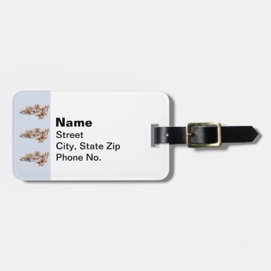 Étiquette À Bagage Branche de cornouiller rose (Devant horizontal)