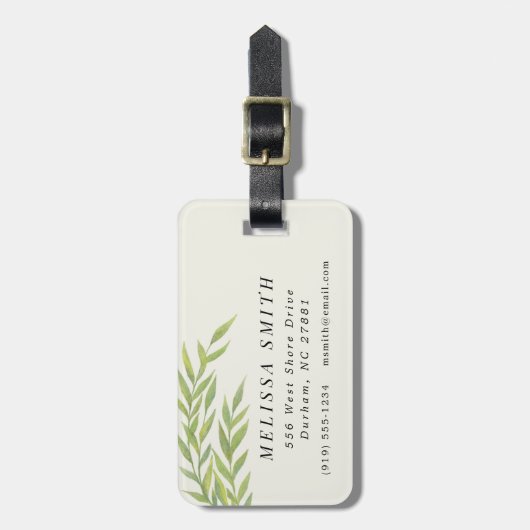 Étiquette À Bagage Branche verte simple (Devant Vertical)