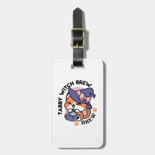 Étiquette À Bagage Brassin de sorcière tigrée – Joli design de chat d