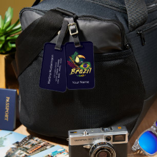 Étiquette À Bagage Brésil Vintage Toucan Drapeau Samba Masque Souveni