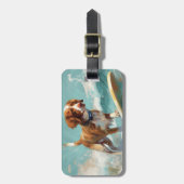 Étiquette À Bagage Bretagne Spaniel Beach Surf Peinture (Devant Vertical)