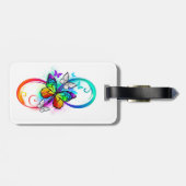 Étiquette À Bagage Bright infinity with rainbow butterfly (Dos horizontal)