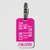 Étiquette À Bagage Bright Rose Nom personnalisé Modern Bold Funny (Devant Vertical)