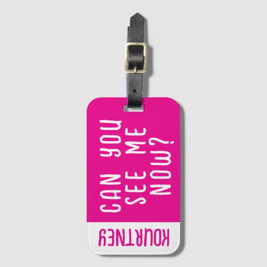 Étiquette À Bagage Bright Rose Nom personnalisé Modern Bold Funny (Devant Vertical)