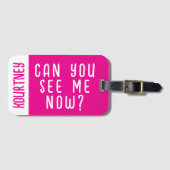 Étiquette À Bagage Bright Rose Nom personnalisé Modern Bold Funny (Devant Horizontal)