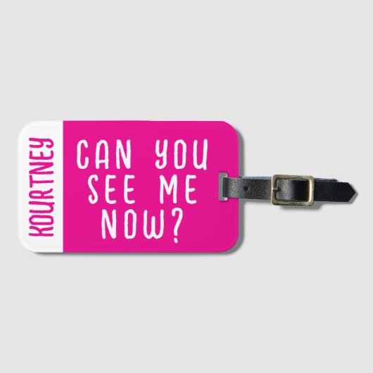 Étiquette À Bagage Bright Rose Nom personnalisé Modern Bold Funny (Devant Horizontal)