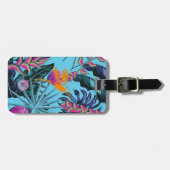 Étiquette À Bagage Bright Tropical Folift Motif avec Hummingbird (Devant horizontal)