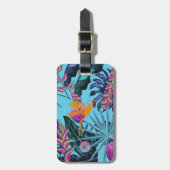 Étiquette À Bagage Bright Tropical Folift Motif avec Hummingbird (Devant Vertical)