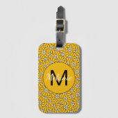 Étiquette À Bagage Bright Yellow Floral Pattern Personalised (Devant Vertical)