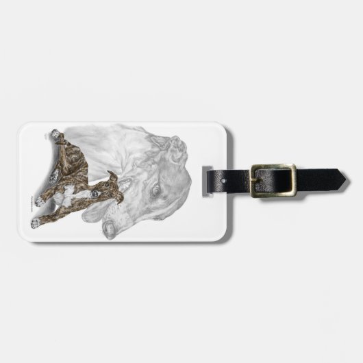 Étiquette À Bagage Brindle Greyhound Chig Art (Devant horizontal)