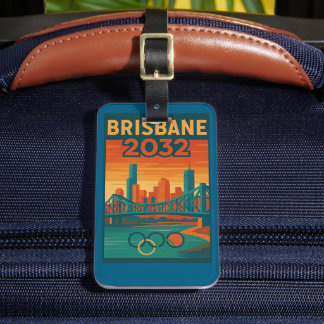 Étiquette À Bagage Brisbane 2032 Rétro Futuriste Australie, Story Br