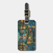 Étiquette À Bagage Brittany Spaniel Noël Festive Voyage (Devant Vertical)