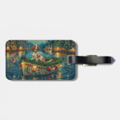 Étiquette À Bagage Brittany Spaniel Noël Festive Voyage (Dos horizontal)