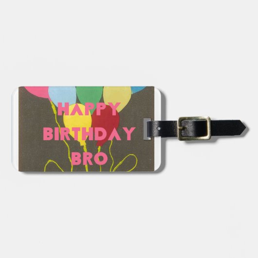 Étiquette À Bagage Bro Art d'anniversaire heureux (Devant horizontal)