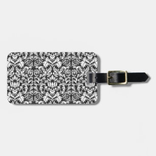 Étiquette À Bagage Brocard de dentelle en damas noir et blanc vintage