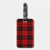 Étiquette À Bagage Brodie tartan rouge noir plaid (Dos Vertical)