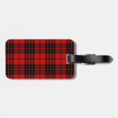 Étiquette À Bagage Brodie tartan rouge noir plaid (Dos horizontal)