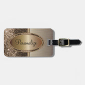 Étiquette À Bagage Bronze de Parties scintillant Brown et de pinceau  (Devant horizontal)