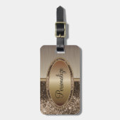 Étiquette À Bagage Bronze de Parties scintillant Brown et de pinceau  (Devant Vertical)