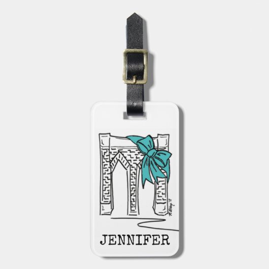 Étiquette À Bagage Brooklyn Bridge New York City Architecture Bow (Devant Vertical)