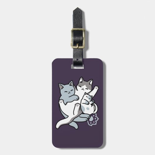 Étiquette À Bagage Brosse à lait - Chats à couchage mignon (Devant Vertical)