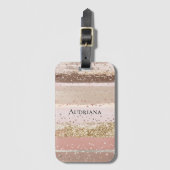 Étiquette À Bagage Brouille Rose rose Chocolat Parties scintillant or (Devant Vertical)