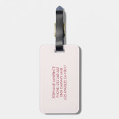 Étiquette À Bagage Brousse Bourgogne Blush Monogramme Floral (Dos Vertical)