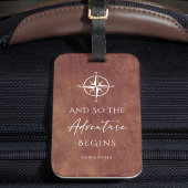 Étiquette À Bagage Brown aventure en cuir commence personnalisée