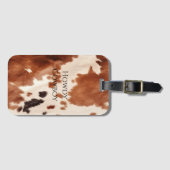 Étiquette À Bagage Brown Cream Southwest Cowhide Christmas (Devant Horizontal)