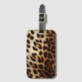 Étiquette À Bagage Brown Crème léopard animal (Devant Vertical)