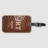 Étiquette À Bagage Brown Crocodile Leather Monogram Passport (Devant Horizontal)